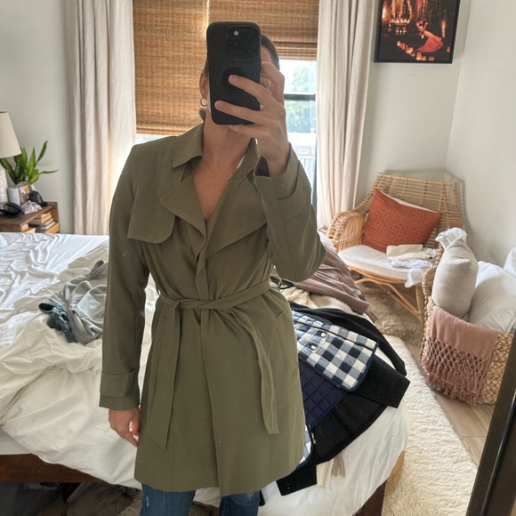 Banana Republic Olive Green Trench Coat Size Small - Picture 12 of 15